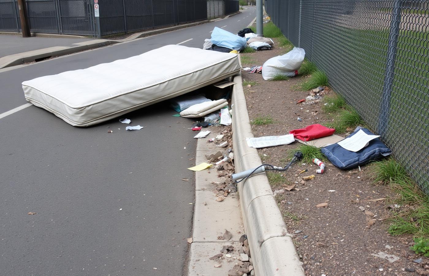 Before cleanup: Illegal dumping cleared from an alley right-of-way